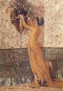 Osman Hamdy Bey Jeune fille disposant des fleurs dans un vase (mk32) oil painting on canvas